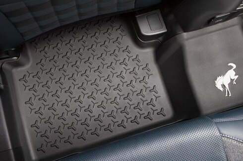 Discover Ford Bronco Accessories in CB, Floor Liners Black, For Rubber Flooring, 4 Piece Set